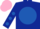 Silk - Dark blue, royal blue disc, dark blue sleeves, royal blue spots, pink cap