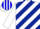 Silk - White, light blue and dark blue diagonal stripes, white and blue striped cap