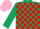 Silk - Dark green & red check, dark green sleeves, pink cap