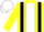 Silk - yellow, white stripe, black braces, yellow collar, white cap