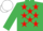 Silk - Emerald green, red stars, emerald green sleeves, white cap
