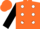 Silk - Orange, while circle, white dots on black sleeves