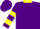 Silk - Purple, yellow collar and v, yellow bars on sleeves, purple cap