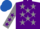 Silk - Purple, grey stars, grey sleeves, purple stars, royal blue cap