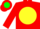 Silk - Red, green lantern on yellow ball, red sleeves