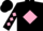 Silk - Black, pink diamond framed 'mlc', pink diamonds on sleeves