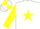 Silk - White, yellow maple leaf, yellow star, yellow sleeves, yellow and white quartered cap