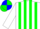 Silk - White, blue and green stripes, white sleeves, blue and green quartered cap