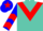 Silk - Turquoise blue, red chevron,turquoise blue slvs,red chevrons, turquoise blue cap, red star
