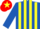 Silk - ROYAL BLUE and YELLOW stripes, RED cap, YELLOW star