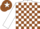Silk - White and Brown check, White sleeves, Brown cap, White star