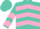 Silk - Dark turquoise, pink chevrons front ; back