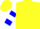 Silk - Yellow, blue s in white horseshoe, blue bars on sleeves