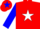 Silk - Red, blue 'b/b' on white star, white star on blue sleeves