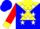 Silk - Blue, yellow yoke, yellow triangle, white 'aa bb' , white stars, yellow cuffs on red sleeves