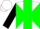 Silk - White, green panel, green diabolo on black sleeves, white cap