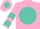 Silk - Pink, turquoise ball, turquoise chevrons on slvs
