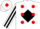 Silk - White, red dots, black diamond stripe on sleeves