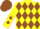Silk - Yellow, brown diamonds, brown diamonds on sleeves, yellow and brown halved cap