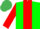 Silk - GREEN, RED Vertical Stripe, RED sleeves, EMERALD GREEN cap
