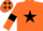 Silk - Orange, Black star, armlets and stars on cap