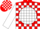 Silk - Red, white 'jsr' on white ball, red and white blocks on sleeves