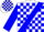 Silk - White, blue sash, blue blocks on slvs