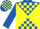 Silk - Royal blue and yellow diagonal quarters, yellow blocks on royal blue sleeves