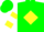 Silk - Green, white framed yellow diamond, white and yellow bars on sleeves, green cap