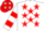 Silk - White, red stars, red hoops on sleeves