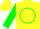 Silk - Yellow, yellow 'o', green circle front and back, green sleeves with yelow bars, yellow cap