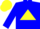Silk - Blue body, yellow triangle, blue arms, yellow cap, blue striped