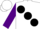 Silk - White, large black spots, purple sleeves, white cap