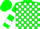 Silk - Green and white blocks, white bars on sleeves, green cap