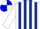 Silk - white, light blue and dark blue stripes, white and blue quartered cap