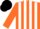 Silk - Orange and white stripes, black cap