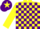 Silk - Yellow and purple check, yellow sleeves, purple cap, yellow star