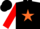Silk - Black, orange star, red sleeves, two black hoops