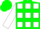 Silk - Green, green 'd' on white hexagon, white squares on sleeves