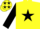 Silk - YELLOW, black star & sleeves, yellow cap, black stars