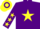Silk - Purple, yellow star, yellow stars on sleeves, purple cap, yellow  hoop