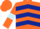 Silk - orange, dark blue chevrons, light blue armlets, orange cap, light blue hoops