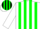 Silk - White, green stripes, green shamrock, green stripes on sleeves