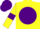 Silk - Yellow, Purple Ball, Purple armlets On Sleeves, Purple Cap