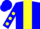 Silk - Blue, yellow panel, yellow 'ms', blue 'r', yellow dots on sleeves, blue cap