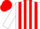Silk - White, red 'b' and braces, red stripes on white sleeves, red cap