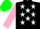 Silk - Black, white stars, pink sleeves, green cap