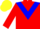 Silk - red, blue chevron, red sleeves, yellow cap