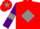 Silk - Red body, grey diamond, purple arms, grey armlets, red cap, grey star