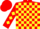 Silk - Red and Yellow check, diamonds on sleeves, Red cap